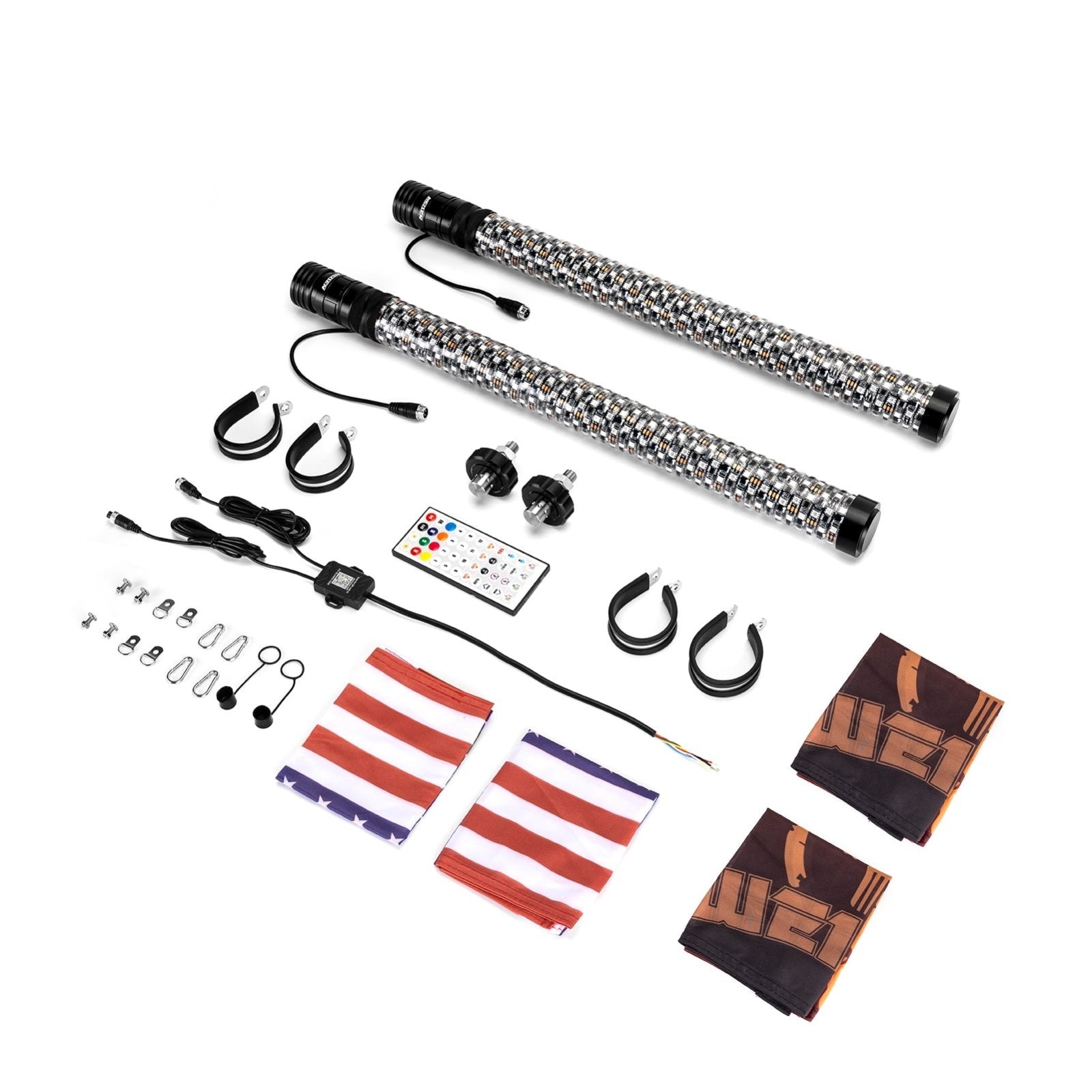 2Pcs 2FT Fat LED Spiral RGB Whip Lights Chasing Lighted Antenna Whips for UTV ATV SUV RV - WeiSen - 80204013