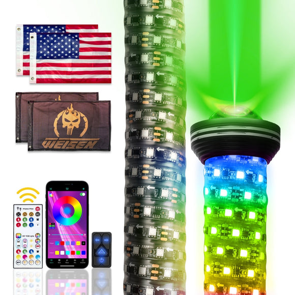 2pcs 2FT Whipless Fat LED Whip Light | Top Cover Navigation Light | Chasing Turn Signal Brake Reverse Light - WeiSen - 80204024
