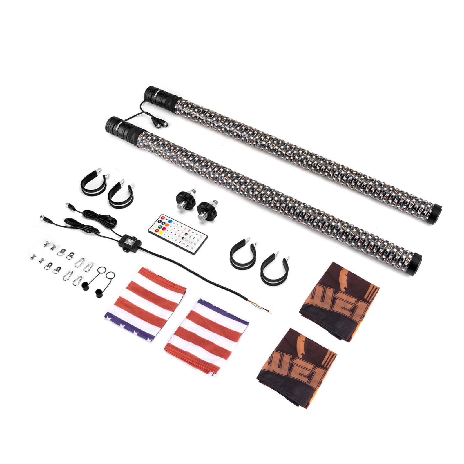 2Pcs 3FT Fat LED Spiral RGB Whip Lights Chasing Lighted Antenna Whips for UTV ATV SUV RV - WeiSen - 80204014