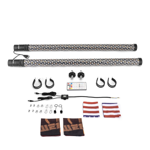 2Pcs 3FT Fat LED Spiral RGB Whip Lights Chasing Lighted Antenna Whips for UTV ATV SUV RV - WeiSen - 80204014