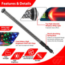 2pcs 3FT Whipless Fat LED Whip Light | Top Cover Navigation Light | Chasing Turn Signal Brake Reverse Light - WeiSen - 80204025