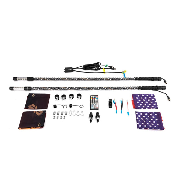 2Pcs 4FT LED RGB Whip Lights with Top Strobe For UTVs, ATVs, SUVs, RVs, Trailers, Golf Carts, Trucks - WeiSen - 80204021