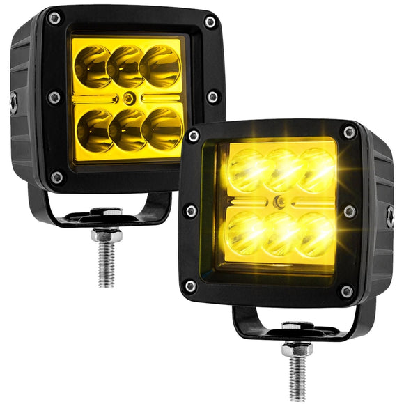 2Pcs Amber Spot Beam 3" LED Work Light Pods Universal for Off - road Pickup Truck SUV UTV Boat - WeiSen - 70201011