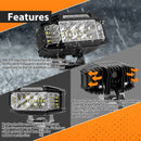 3.5" White & Amber Strobe LED Light Pods W/ Wiring Harness Kit for Pickups, Trucks, SUVs, UTVs, ATVs - WeiSen - 70201013