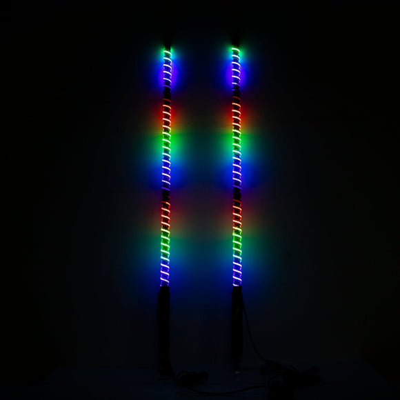 3FT DIY Chasing RGB LED COB Antenna Spiral Whip Lights for RZR Can - Am Polaris UTV | Remote and APP Control - WeiSen - 80204008