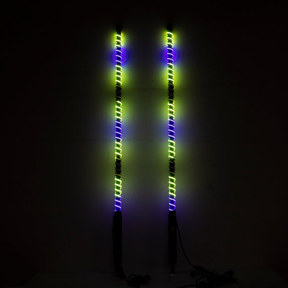 3FT DIY Chasing RGB LED COB Antenna Spiral Whip Lights for RZR Can - Am Polaris UTV | Remote and APP Control - WeiSen - 80204008