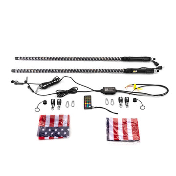 3FT DIY Chasing RGB LED COB Antenna Spiral Whip Lights for RZR Can - Am Polaris UTV | Remote and APP Control - WeiSen - 80204008