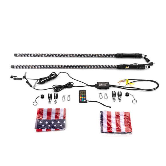 3FT DIY Chasing RGB LED COB Antenna Spiral Whip Lights for RZR Can - Am Polaris UTV | Remote and APP Control - WeiSen - 80204008