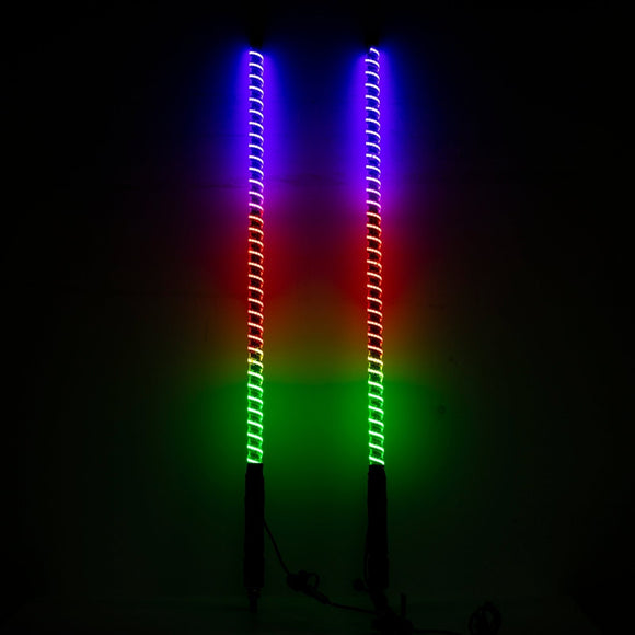 4FT Chasing RGB LED COB Antenna Spiral Whip Lights Fit RZR Can - Am Polaris UTV - WeiSen - 80204009