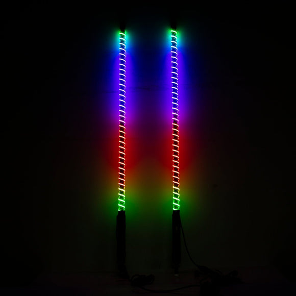 4FT Chasing RGB LED COB Antenna Spiral Whip Lights Fit RZR Can - Am Polaris UTV - WeiSen - 80204009