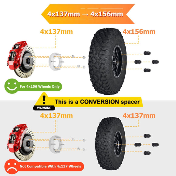 4pcs [4x137 to 4x156] UTV ATV 6061 Aluminum 1" Wheel Spacer Adapter for Can - Am Commander Defender Outlander - WeiSen - 80403014