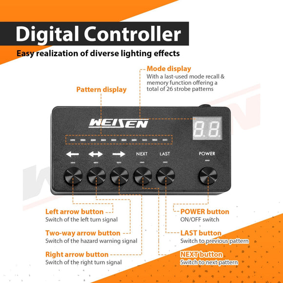 4Pcs Front&Rear Interior Windshield Emergency Hazard Warning Light Kit for Trucks SUVs Tow Plow Utility Rescue Construction Vehicles - WeiSen - 70207012