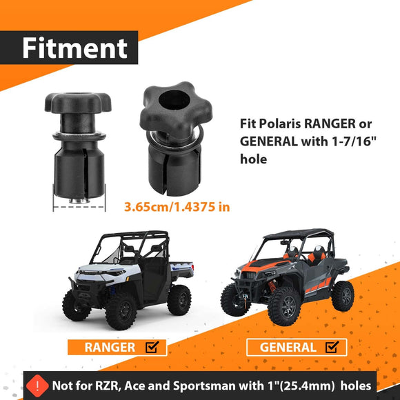 4Pcs Knob Style UTV ATV Tie Down Anchors Fit Polaris Ranger General 1000/xp with 1 - 7/16" Hole - WeiSen - 80304017