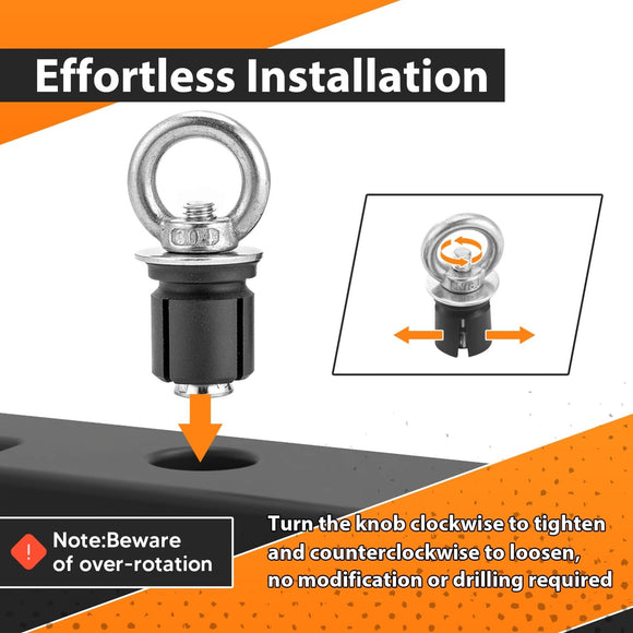 4Pcs Ring Style Tie Down Anchors Fit Polaris RZR XP1000 ACE Sportsman with 1" Hole - WeiSen - 80304014