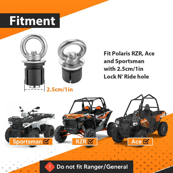 4Pcs Ring Style Tie Down Anchors Fit Polaris RZR XP1000 ACE Sportsman with 1" Hole - WeiSen - 80304014