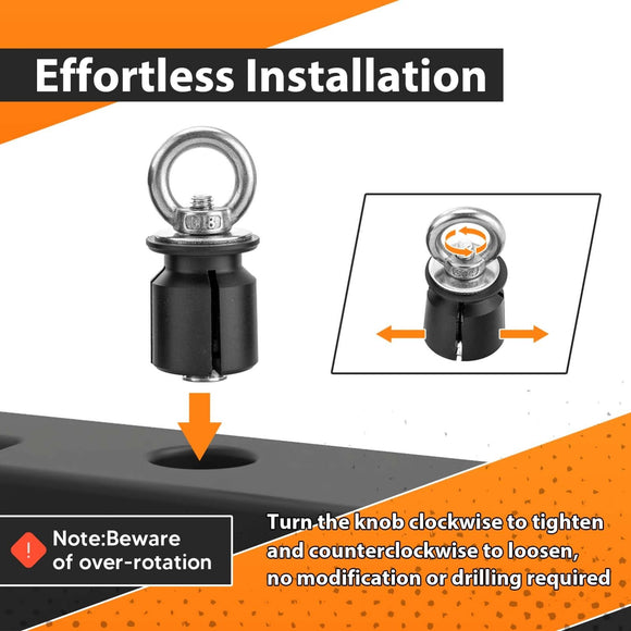 4Pcs UTV ATV Tie Down Anchors Fit Polaris Ranger General 1000/xp with 1 - 7/16" Hole (Knob Style & Ring Style) - WeiSen - 80304016