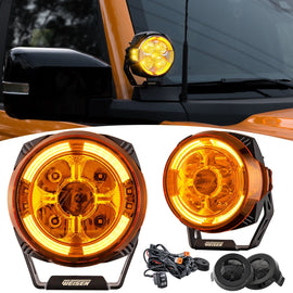 5" LED Pod Lights with DT Wiring Harness Kit – 3-Layer DRL, 6 Dynamic Modes (White & Amber) for Jeeps, Trucks, SUVs, ATVs, UTVs - WeiSen - 70201015