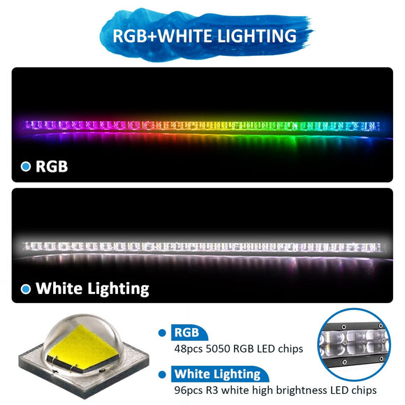 50inch RGBW LED Chasing Light Bar for 2017 - 2024 Polaris Ranger XP 1000 / XP 1000 Crew | Spot&Flood, Bluetooth&Remote Control - WeiSen - 80101020+70202016