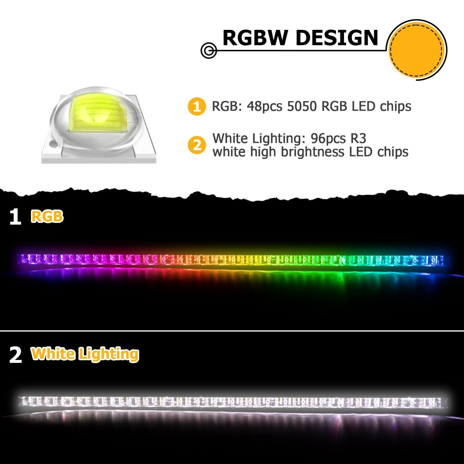 50inch RGBW LED Light Bar for 2016 - UP Can - am Defender w/ Pro Fit Cage | LED Chasing Color | Spot&Flood | Bluetooth&Remote Control - Weisen