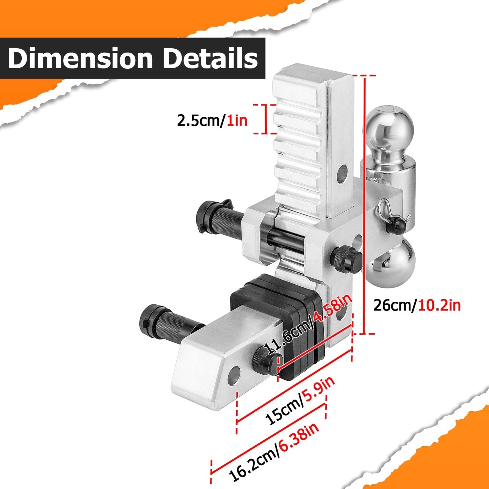 8 Inch Drop Adjustable Trailer Hitch Ball Mount Fits 2" Receiver Universal for Trailers, Trucks, RVs, Tow Trucks - Weisen