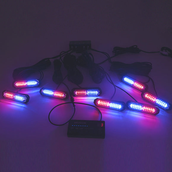 8Pcs Universal Surface Mount Slim Single Row 12LEDs Emergency Hazard Warning Lights Kit for Truck Jeep UTV ATV Tractor - WeiSen - 70207013