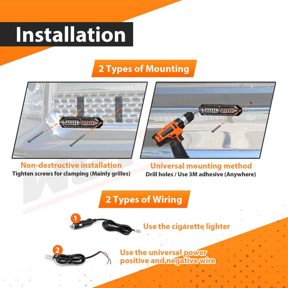 8Pcs Universal Surface Mount Slim Single Row 12LEDs Emergency Hazard Warning Lights Kit for Truck Jeep UTV ATV Tractor - WeiSen - 70207013