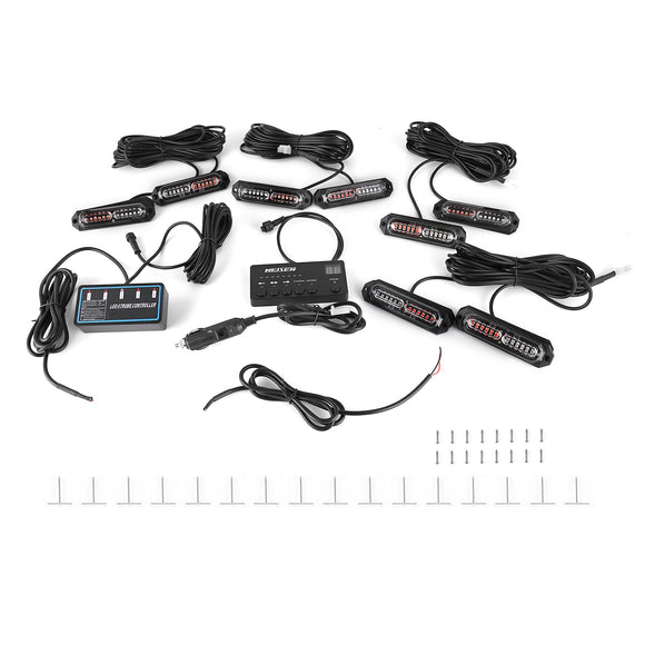 8Pcs Universal Surface Mount Slim Single Row 12LEDs Emergency Hazard Warning Lights Kit for Truck Jeep UTV ATV Tractor - WeiSen - 70207013