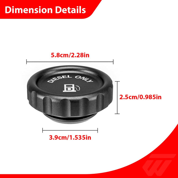 Aluminum Black Magnetic Diesel Fuel Cap for 2020 - 2024 Chevrolet Silverado 1500/1500 LTD & GMC Sierra 1500/Sierra 1500 Limited - WeiSen - 70501018