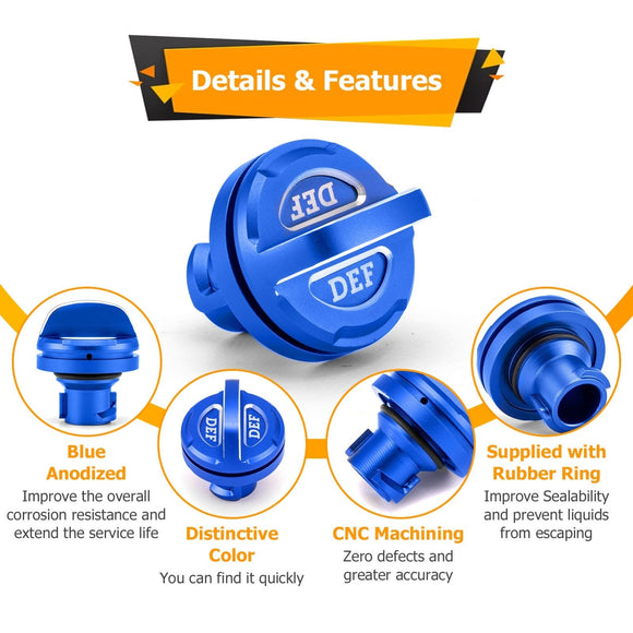 Aluminum Diesel Exhaust Fluid Cap for 2013 - 2023 Dodge Ram EcoDiesel 1500/2500/3500/4500/5500 3.0L 6.7L Diesel, 5.7L 6.4L Gas - WeiSen - 70520009