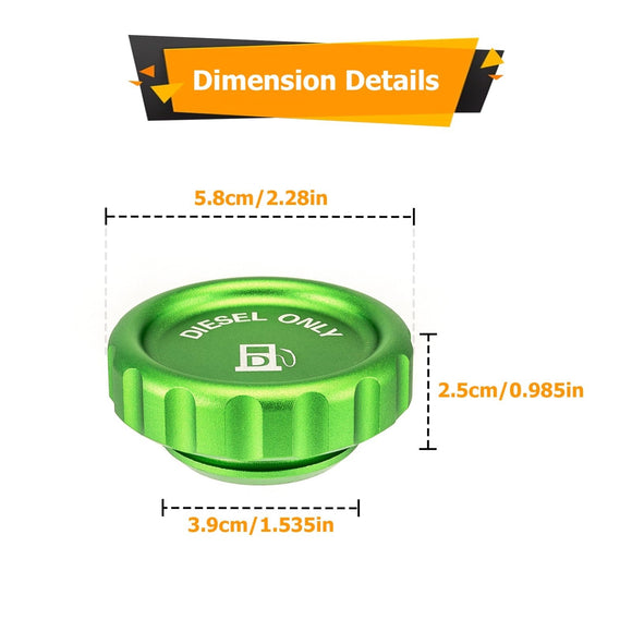 Aluminum Green Magnetic Diesel Fuel Cap for 2020 - 2024 Chevrolet Silverado 1500/1500 LTD & GMC Sierra 1500 - WeiSen - 70501009