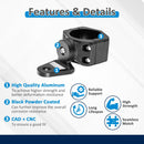 Aluminum UTV 1"-2" Round Roll Cage Whip Light Mount | Headphone Hanger Helmet Goggles Bottles Holder - WeiSen - 80109001