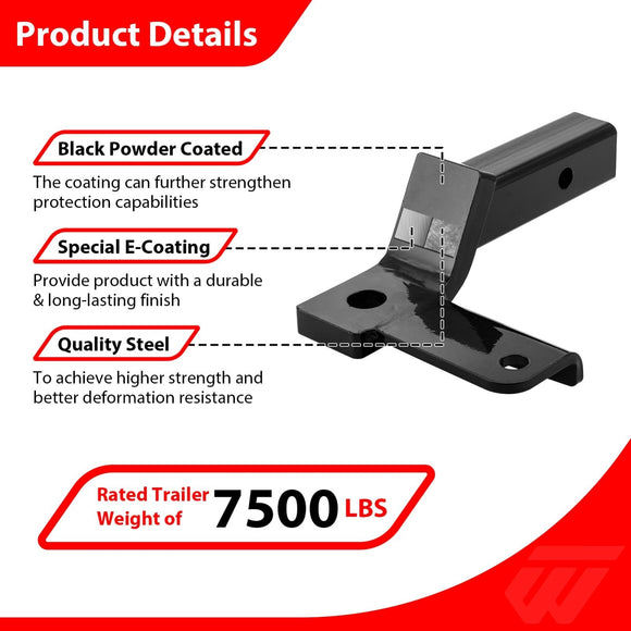 Anti Sway Trailer Hitch Ball Mount Universal for 2" Receiver Tubes, Ball Socket Diameter 1" - WeiSen - 70304042