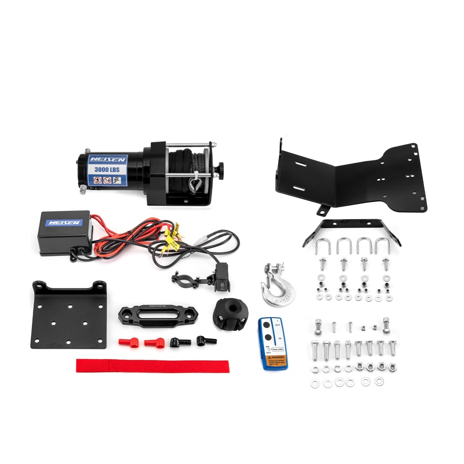 ATV 3000lb 12V Electric Winch Kit for 2000 - 2006 Honda Rancher TRX350 & 2004 - 2007 Honda Rancher TRX400 - WeiSen - 80310045