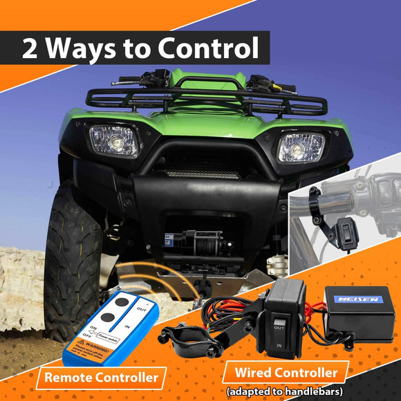 ATV 3000lb 12V Electric Winch Kit for 2005 - 2024 Brute Force 750 4x4 4x4i 4x4i EPS & 2005 - 2014 Kawasaki Brute Force 650 4x4 - WeiSen - 80310041