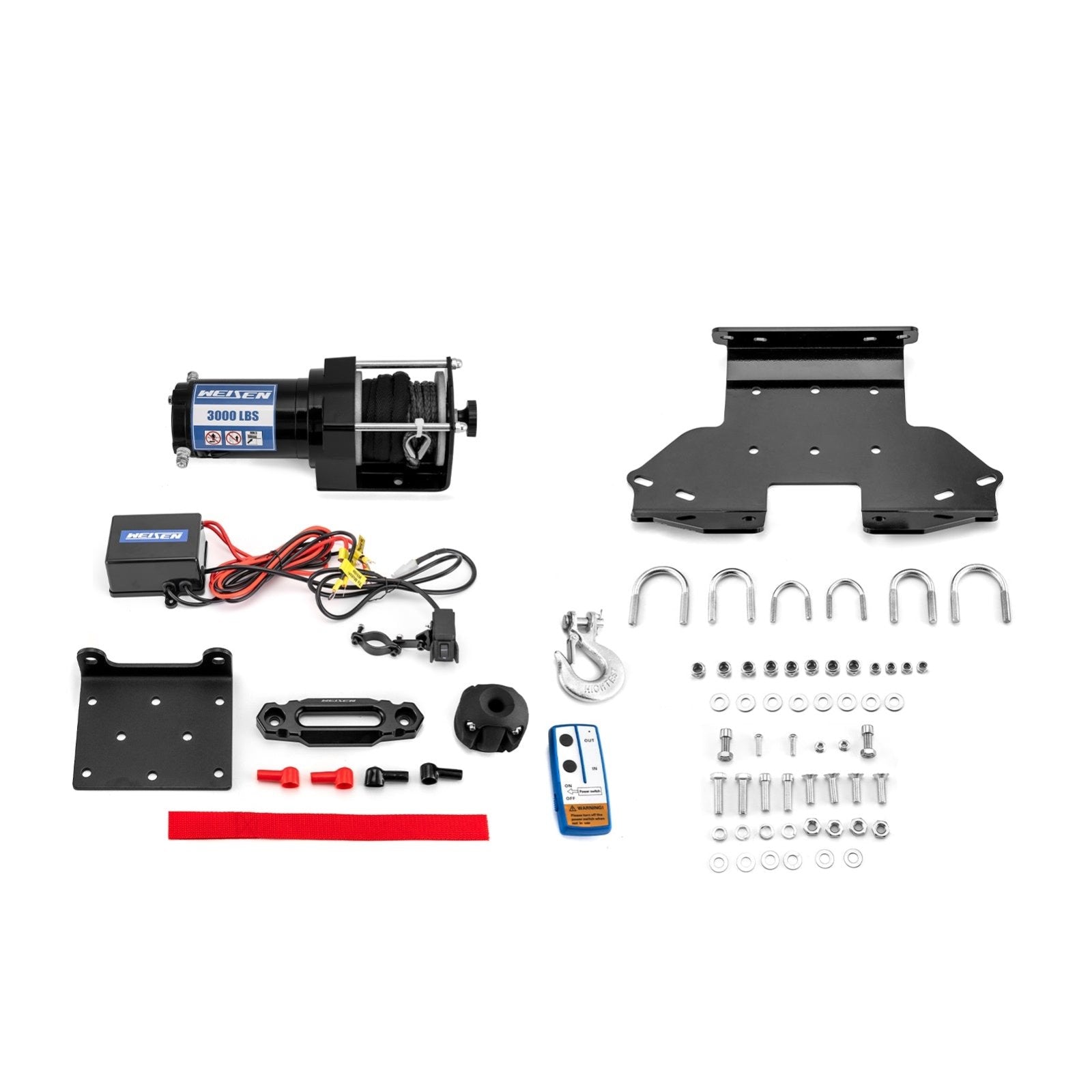 ATV 3000lb 12V Electric Winch Kit for 2005 - 2024 Brute Force 750 4x4 4x4i 4x4i EPS & 2005 - 2014 Kawasaki Brute Force 650 4x4 - Weisen