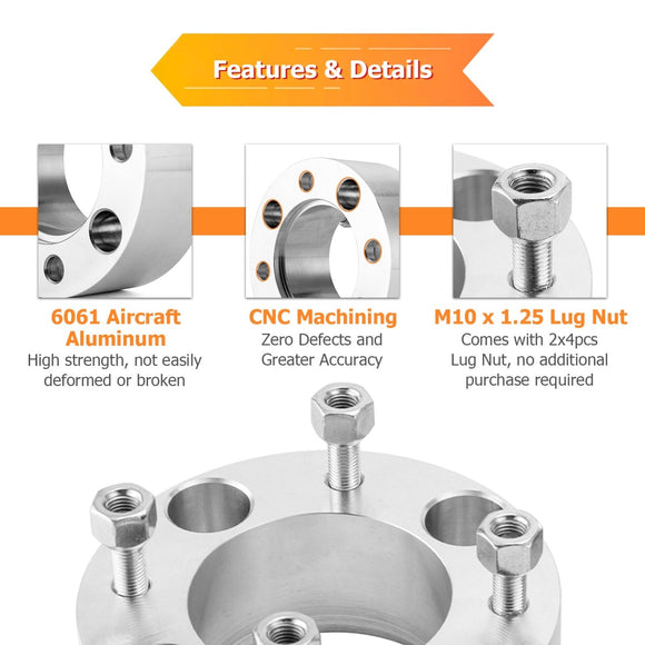 ATV Honda Yamaha Kawasaki Suzuki 4x 2" Aluminum Billet Wheel Spacers - WeiSen - 80403033*2