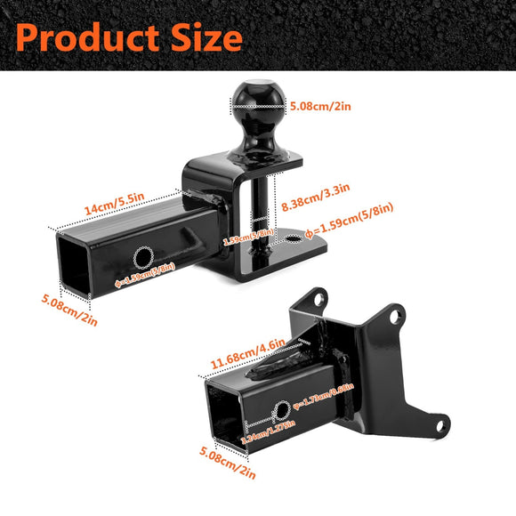 ATV Rear Receiver Hitch Kit w/ 2 - Inch Trailer Hitch 3 - in - 1 Ball Mount for Can Am Outlander/Renegade Models - WeiSen - 8010700803