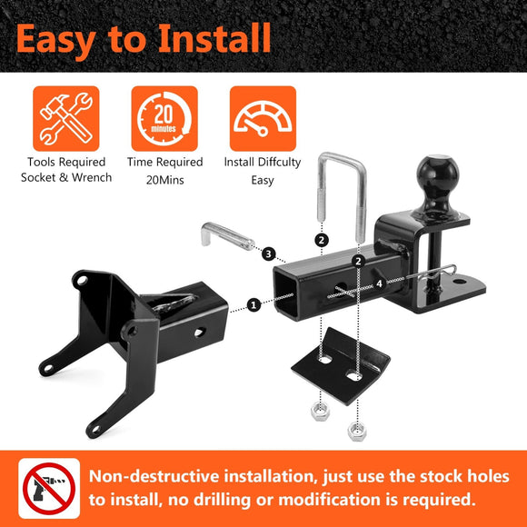 ATV Rear Receiver Hitch Kit w/ 2 - Inch Trailer Hitch 3 - in - 1 Ball Mount for Can Am Outlander/Renegade Models - WeiSen - 8010700803