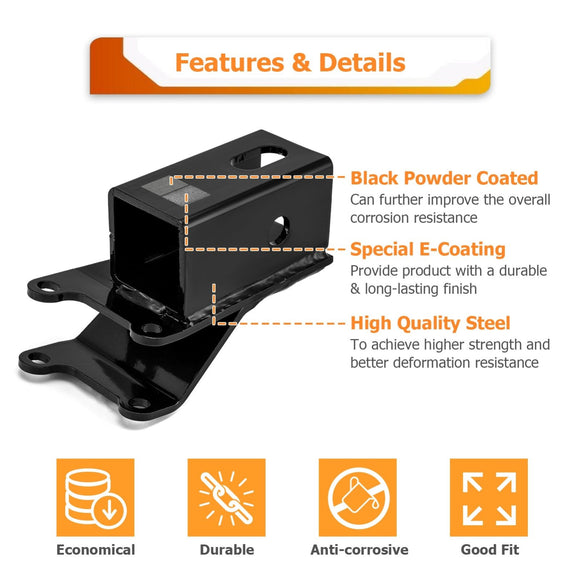 ATV Rear Towing Hitch Trailer Hitch 2" Receiver for 2001 - 2024 Honda Foreman TRX450/500/520 Rancher TRX350/400/420 Rubicon TRX500/520(SOLID AXLE ONLY) - WeiSen - 80107019