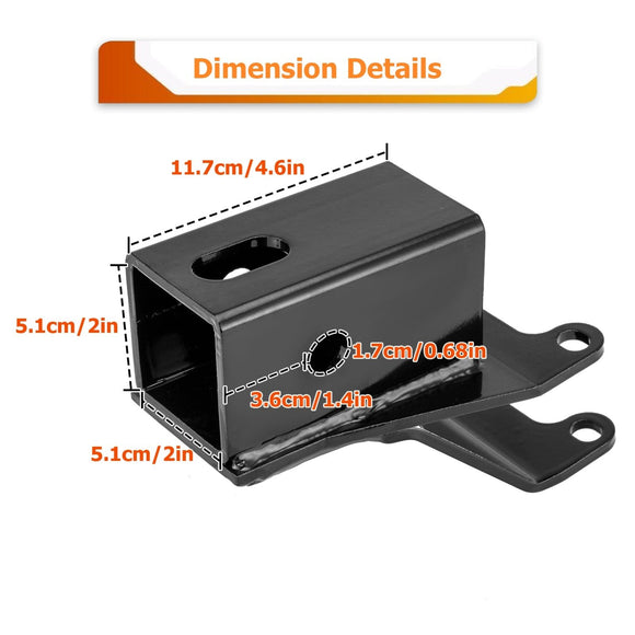 ATV Rear Towing Hitch Trailer Hitch 2" Receiver for 2001 - 2024 Honda Foreman TRX450/500/520 Rancher TRX350/400/420 Rubicon TRX500/520(SOLID AXLE ONLY) - WeiSen - 80107019