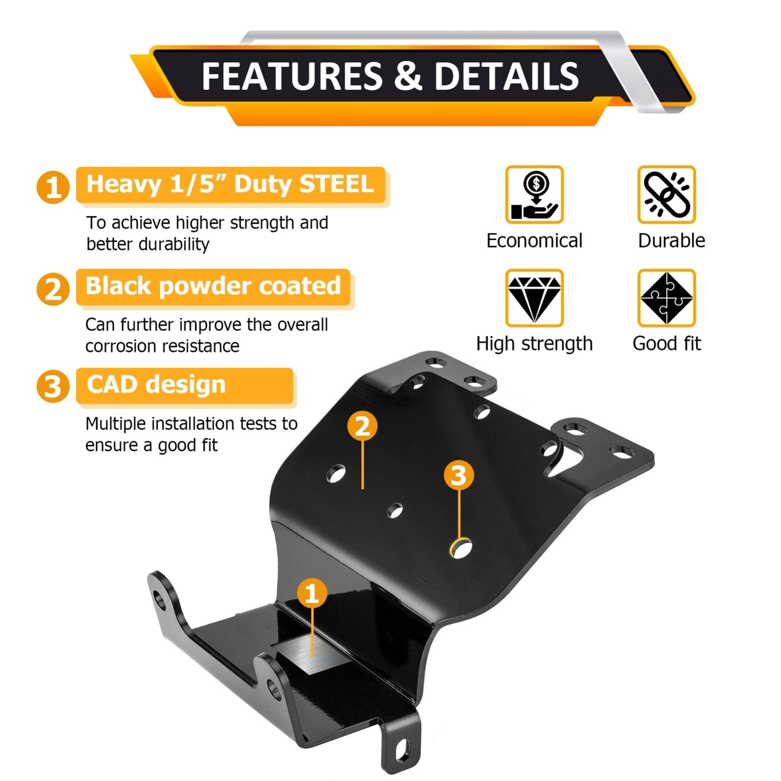 ATV Winch Mounting Bracket for 1993 - 2000 Honda FourTrax TRX300, Heavy - Duty Steel - Weisen