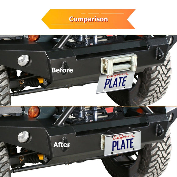 Bolt - On Steel Winch License Plate Mount Bracket Fits Standard 10" Winch Fairleads - WeiSen - 70302020