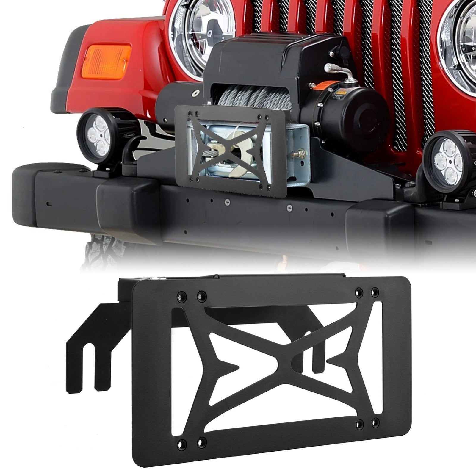 Bolt - On Steel Winch License Plate Mount Bracket Fits Standard 10" Winch Fairleads - WeiSen - 70302020