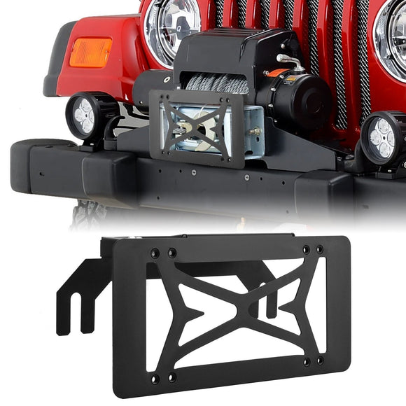Bolt - On Steel Winch License Plate Mount Bracket Fits Standard 10" Winch Fairleads - WeiSen - 70302020