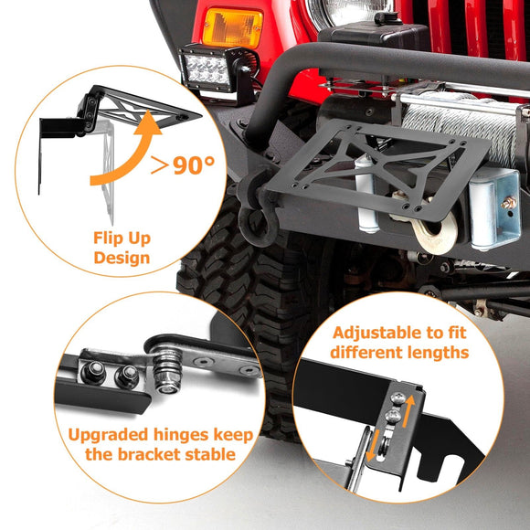 Bolt - On Steel Winch License Plate Mount Bracket Fits Standard 10" Winch Fairleads - WeiSen - 70302020