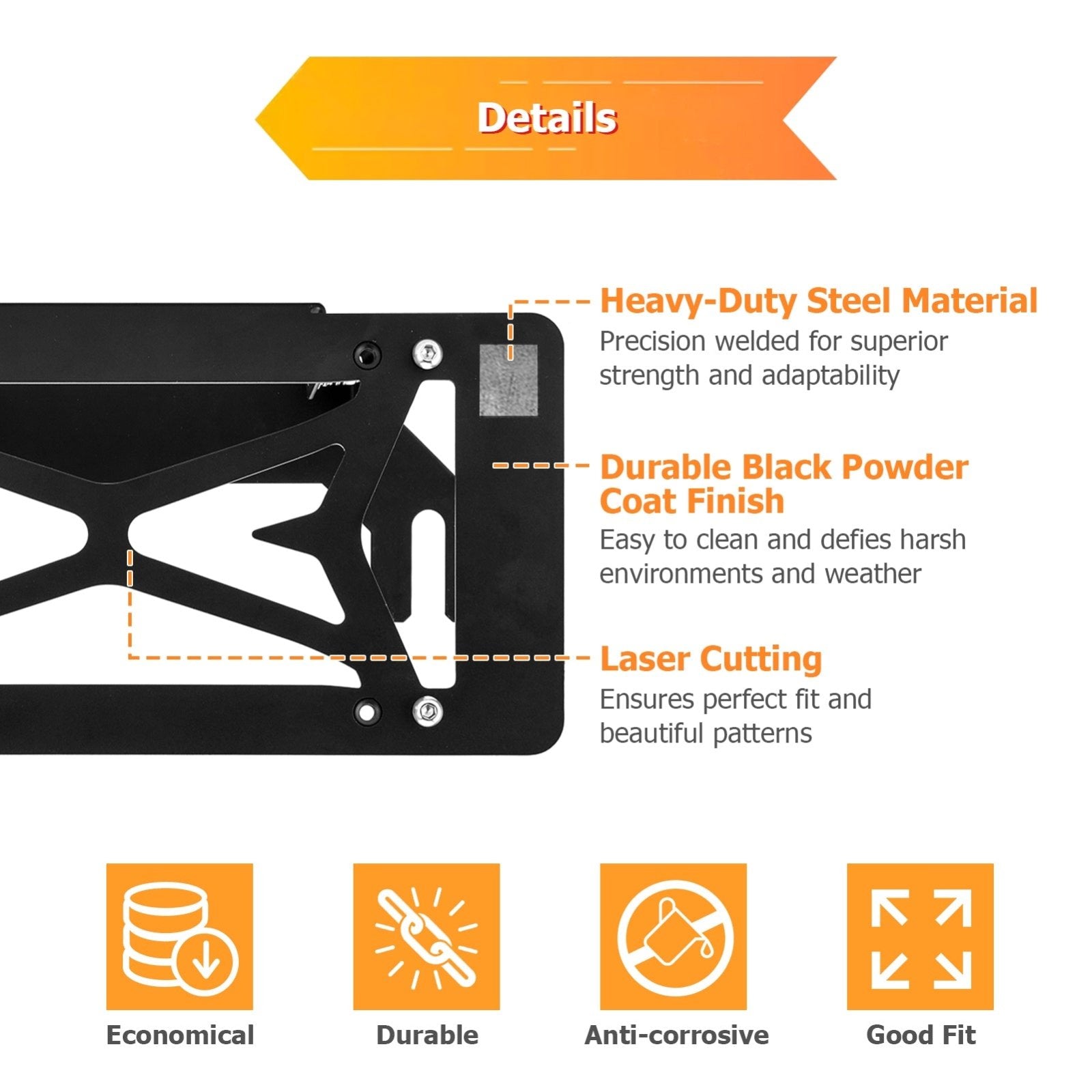 Bolt - On Steel Winch License Plate Mount Bracket Fits Standard 10" Winch Fairleads - WeiSen - 70302020