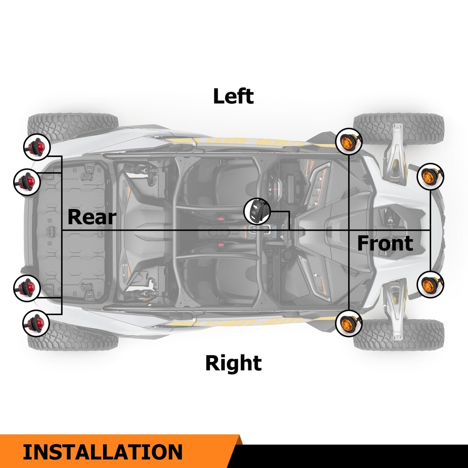 Can - am Maverick R UTV Key On Turn Signal Wiring Harness Kit with 4 Amber&Red LED - Weisen