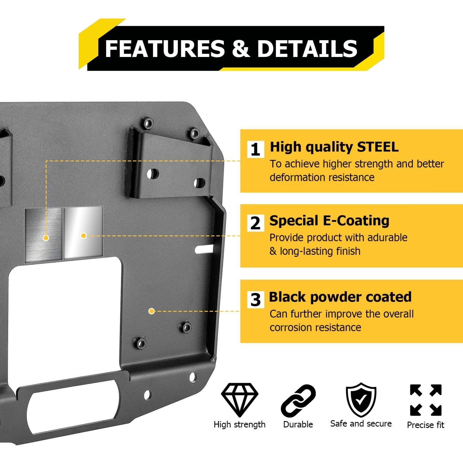 CNC Steel Spare Tire Carrier Relocation Bracket for 2018 - 2024 Jeep Wrangler JL without Rear Proximity Sensors - Weisen