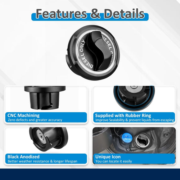 Dodge Ram 1500 2500 3500 3.0L 6.7L Diesel 2019 - 2025 Magnetic Diesel Fuel Cap - WeiSen - 70501017