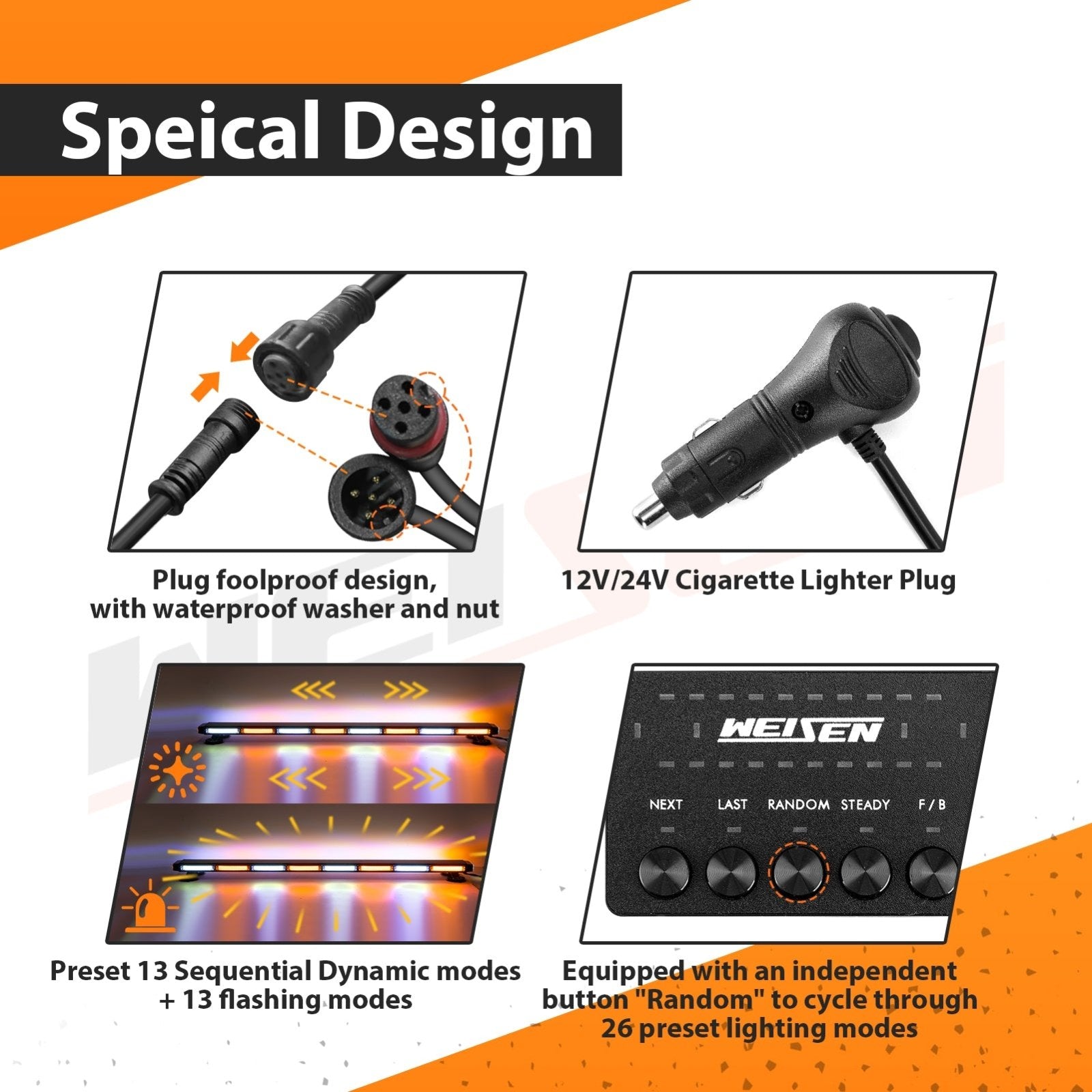 Double - Side Amber/White Roof Top 50